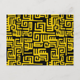 Cartão Postal Padrão Tribal Africano Minimalista Elegante Linha 