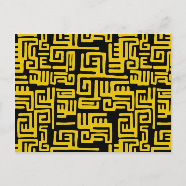 Cartão Postal Padrão Tribal Africano Minimalista Elegante Linha  (Frente)