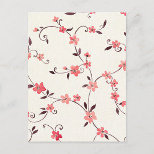 Cartão Postal Padrão uniforme de aquarela com primavera estiliza