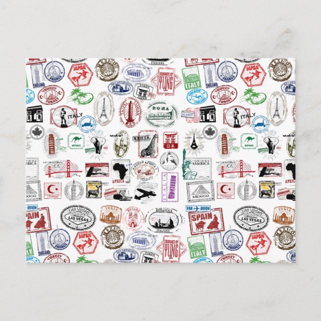 Cartão Postal Padrão viagem Stamps (Frente)
