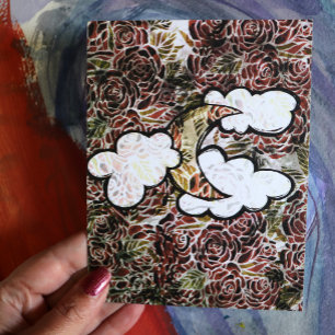 Cartão Postal Padrão Vintage Rose Moon Abstract Roses Moonchild