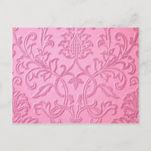 Cartão Postal padrão vitoriano damask velvet cor-de-rosa