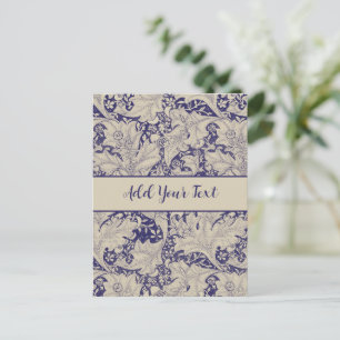Cartão Postal Padrão Wallflower Azul Antigo de William Morris