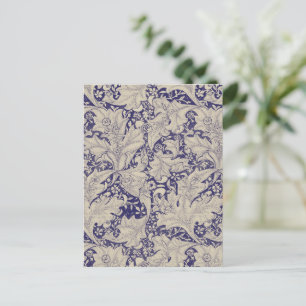 Cartão Postal Padrão Wallflower Azul Antigo de William Morris