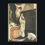 Cartão Postal Padre católico que oferece missa no Altar<br><div class="desc">Lindo imagem religiosa tradicional de um sacerdote católico oferecendo o Santo Sacrifício da missa.</div>