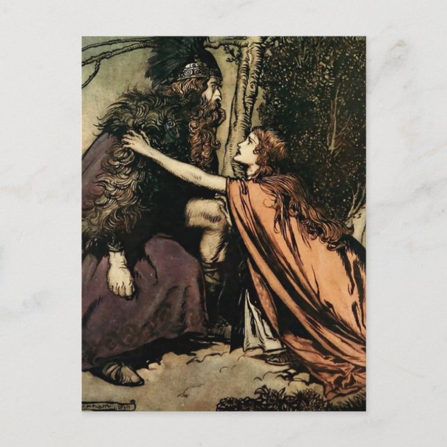 Cartão Postal "Padre, Padre, o que te alonga" de Arthur Rackham (Frente)