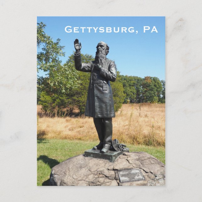 Cartão Postal Padre William Corby estátua em Gettysburg PA (Frente)
