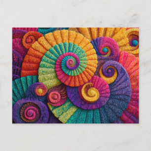 Cartão Postal Padrões Abstratos de Espiral Vibrante
