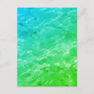 Cartão Postal Padrões de Água da Piscina Neon Verde Arte Abstrat