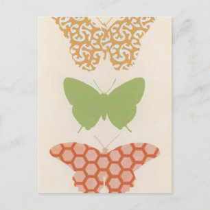 Cartão Postal Padrões de borboleta decorativa em fundo de creme