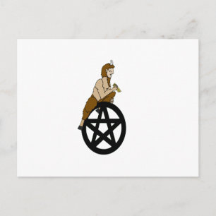 Cartão Postal Pagan God Pan e Pentacle