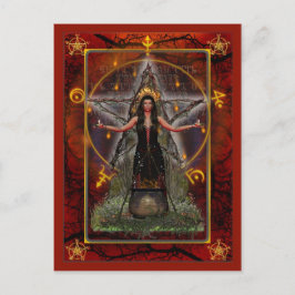 Cartão Postal Pagan Postcard - Spellweaver Witch 'Red - Fire'