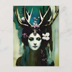Cartão Postal Pagan Woman com Antlers