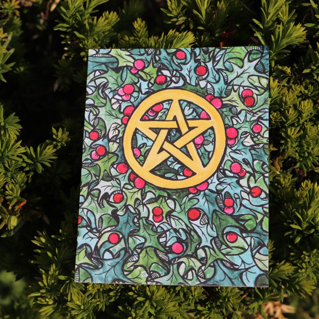 Cartão Postal Pagan Yule Pentagram (Criador carregado)