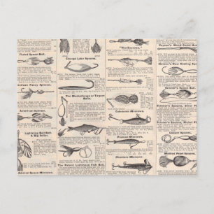 Cartão Postal Página de Catálogo de Iscas de Pesca Antigas Impre