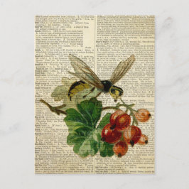 Cartão Postal página de dicionário do wasp floral na vintage