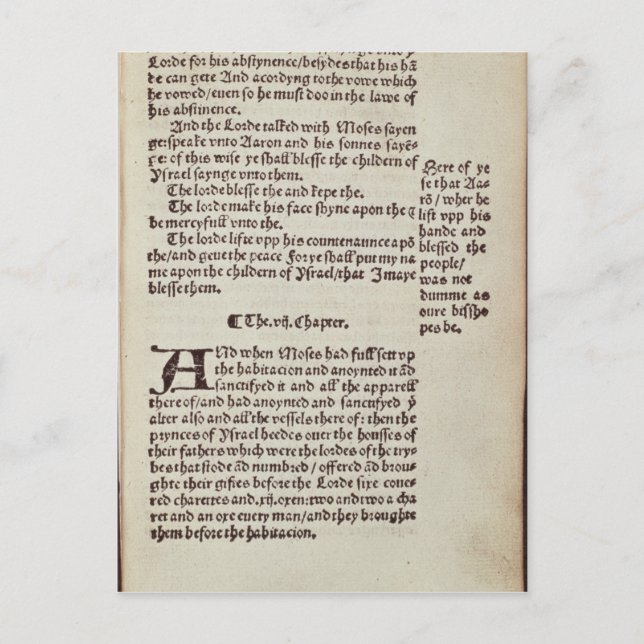 Cartão Postal Página de texto Antigo Testamento (Frente)