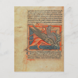 Cartão Postal Página de texto com uma ilustração de um grifo