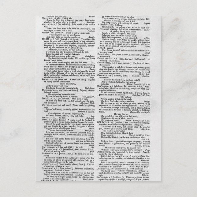 Cartão Postal Página de um Dicionário (Frente)