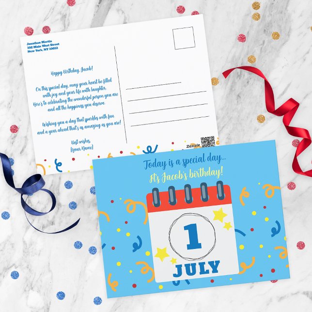 Cartão Postal Página do Calendário Celebração de Aniversário de  (Criador carregado)