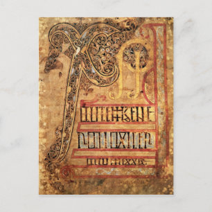 Cartão Postal Página inicial do Lichfield Gospels, c.720
