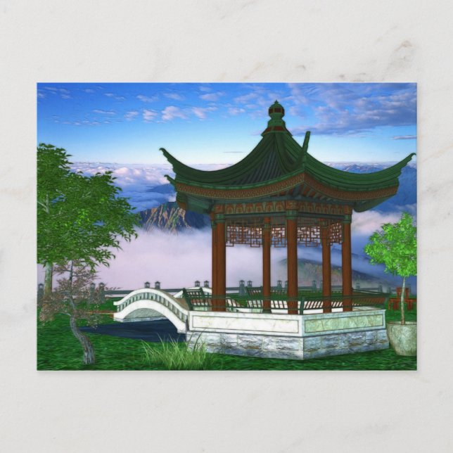 Cartão Postal Pagoda Nature Landscape Fantasy Art (Frente)