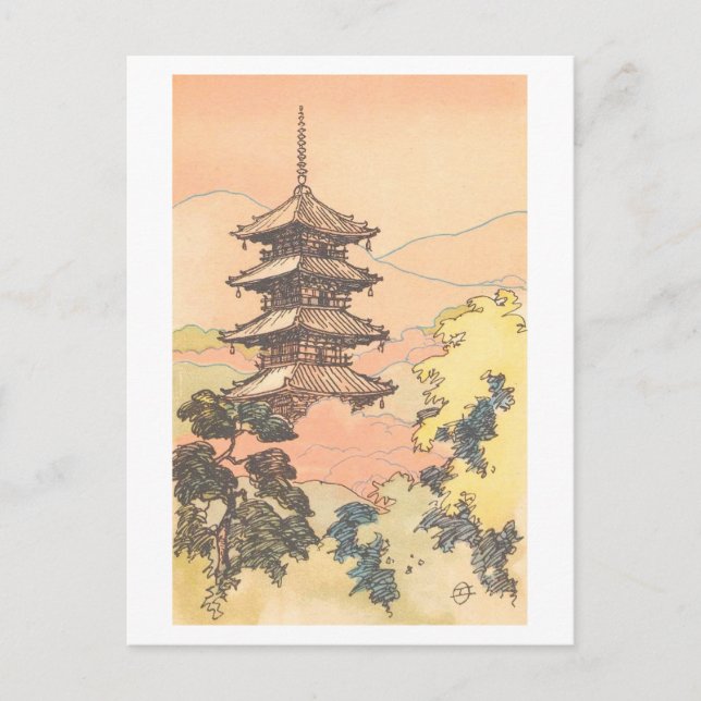 Cartão Postal Pagode Antiga, Nara, Japão (Frente)