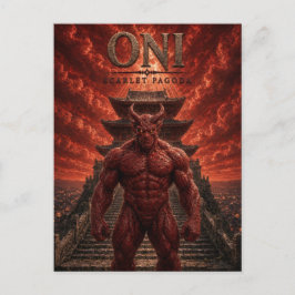 Cartão Postal Pagode Carmesim Oni Cinema Sombrio
