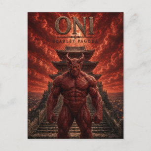 Cartão Postal Pagode Carmesim Oni Cinema Sombrio