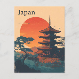 Cartão Postal Pagode Japão vintage