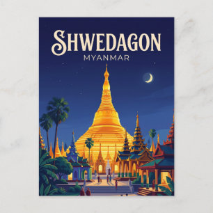 Cartão Postal Pagode Shwedagon Myanmar