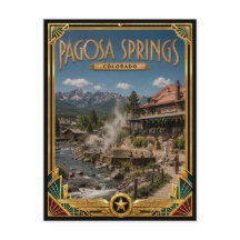 Pagosa Springs Colorado Arte Vintage Deco Dourado