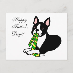 Cartão Postal Pai Boston Terrier com empate 1