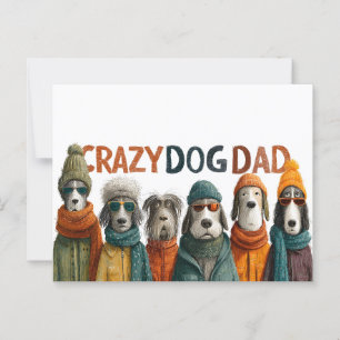 Cartão Postal "Pai Cachorro Louco" com Cachorros em Roupas Inver