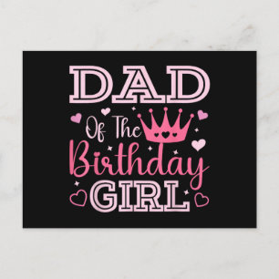 Cartão Postal Pai da Menina de Aniversário Rosa Fofo Família Cor
