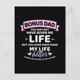 Cartão Postal Pai de bônus não me deu vida melhor filha de bônus