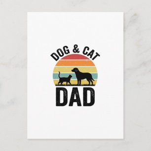Cartão Postal Pai de Cachorro e Gato Camisa Vintage Design de Am