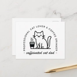 Cartão Postal Pai de gato e amantes de café homens engraçados hi