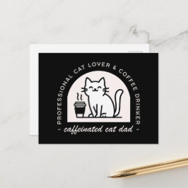 Cartão Postal Pai de gato engraçado amante de café