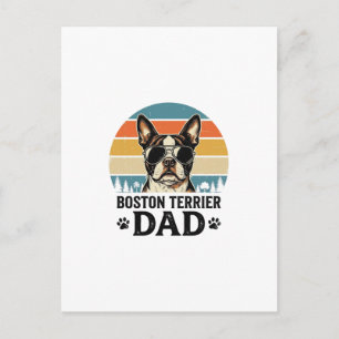 Cartão Postal Pai do Boston Terrier Design Vintage Amante de Cãe