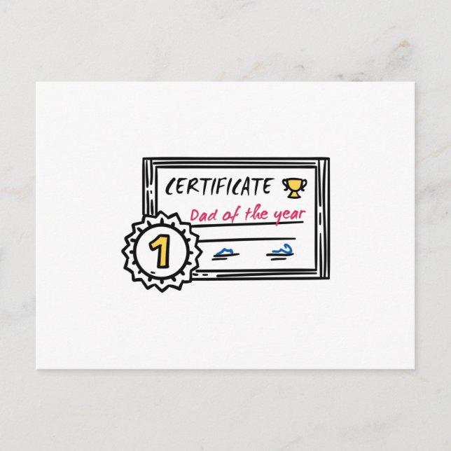 Cartão Postal Pai do Prêmio de certificado do ano (Frente)