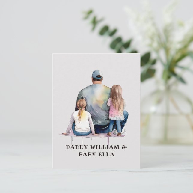 Cartão Postal Pai e filhas personalizadas (9) (Em pé/Frente)