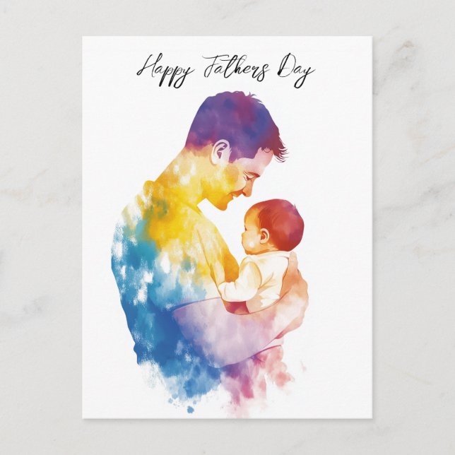 Cartão Postal Pai e seu filho, dia de os pais de silhueta Dobran (Frente)