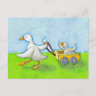Cartão Postal Pai - Filho de pato pai padre em uma bela arte div