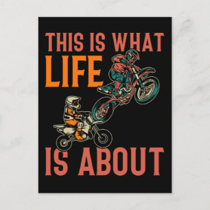 Cartão Postal Pai Filho Motocross Bicicleta de Terra Pai e Crian