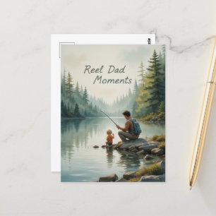 Cartão Postal Pai Real Aciona Pesca Dia de os pais Lago