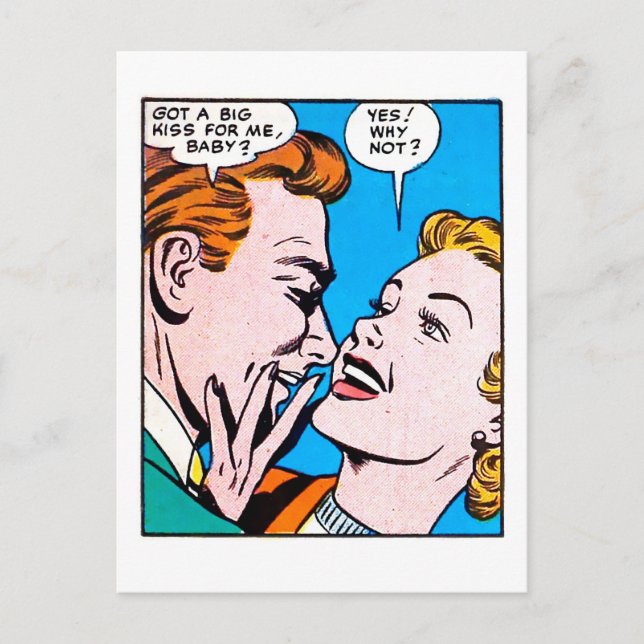 Cartão Postal Painel de Histórias em quadrinhos Românticas do 50 (Frente)