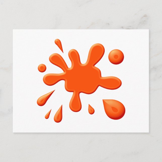 Cartão Postal Paint Splodge Laranja (Frente)