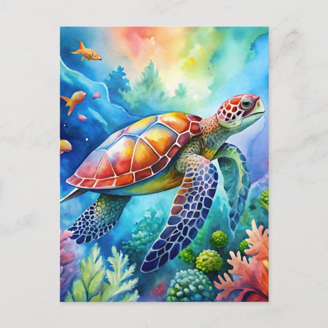 Cartão Postal Painted Sea Turtle  (Frente)