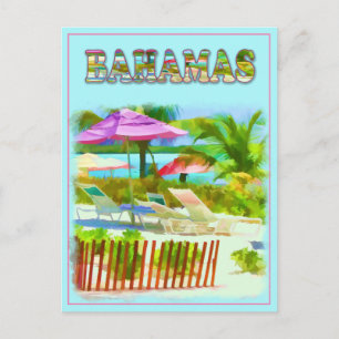 Cartão Postal Painterly Tropical Bahama Beach Scene